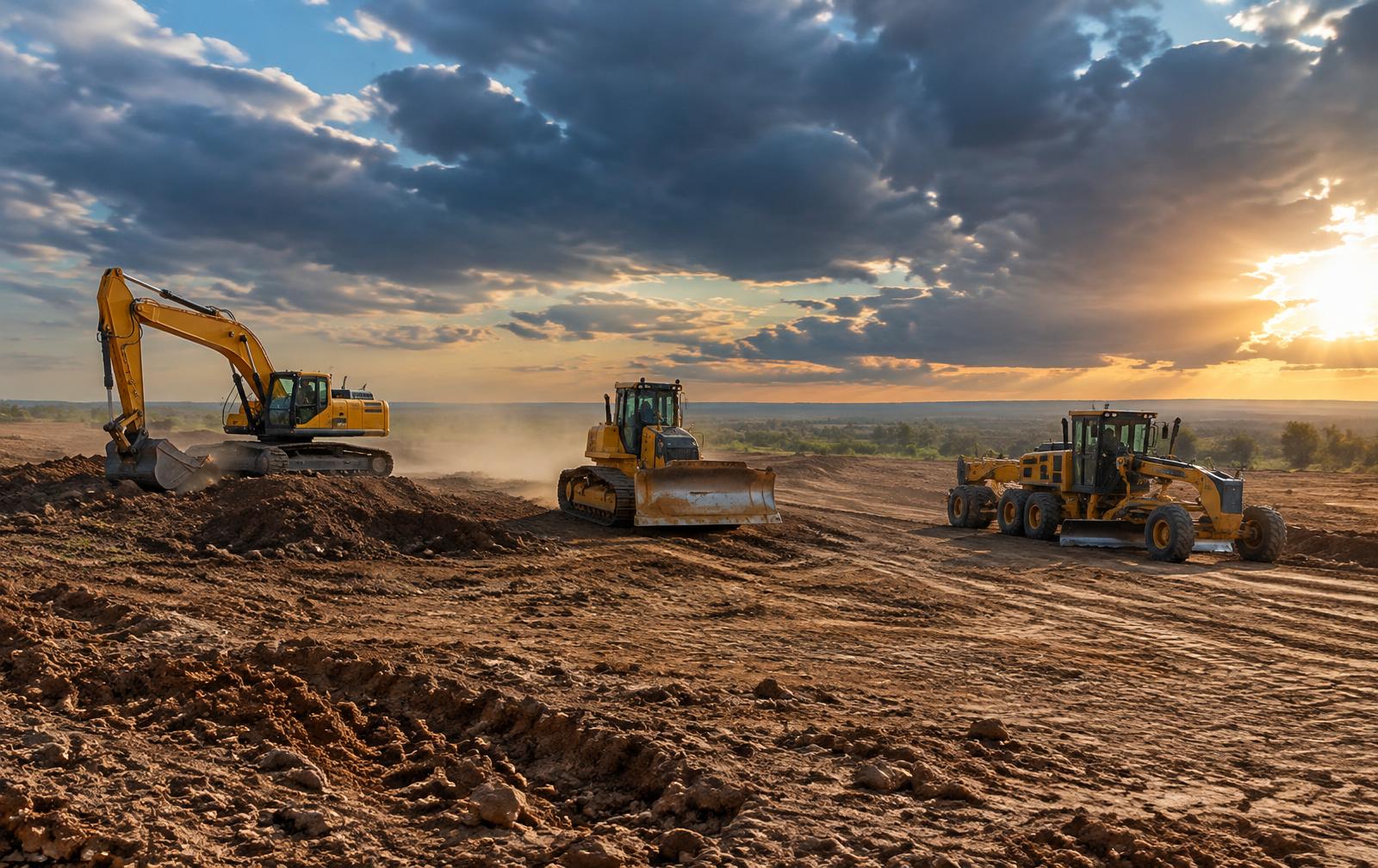 Representative heavy equipment grading a development site