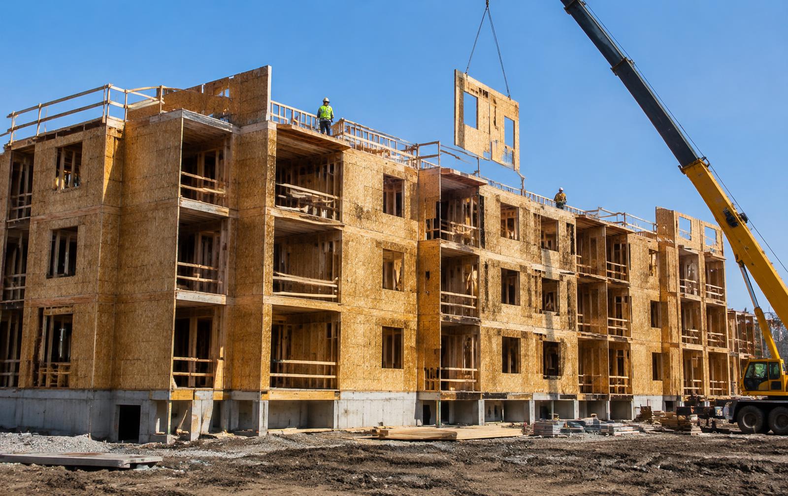 Representative multifamily building in structural framing