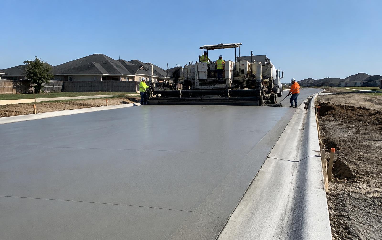 Representative concrete subdivision street with curb and gutter